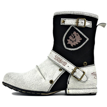 Suede Vintage Moto-Inspired Mid-Calf Boots